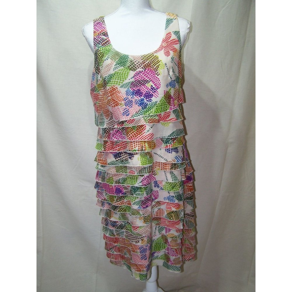 Suzi Chin for Maggy Boutique Dress Silk Tiered Floral 12